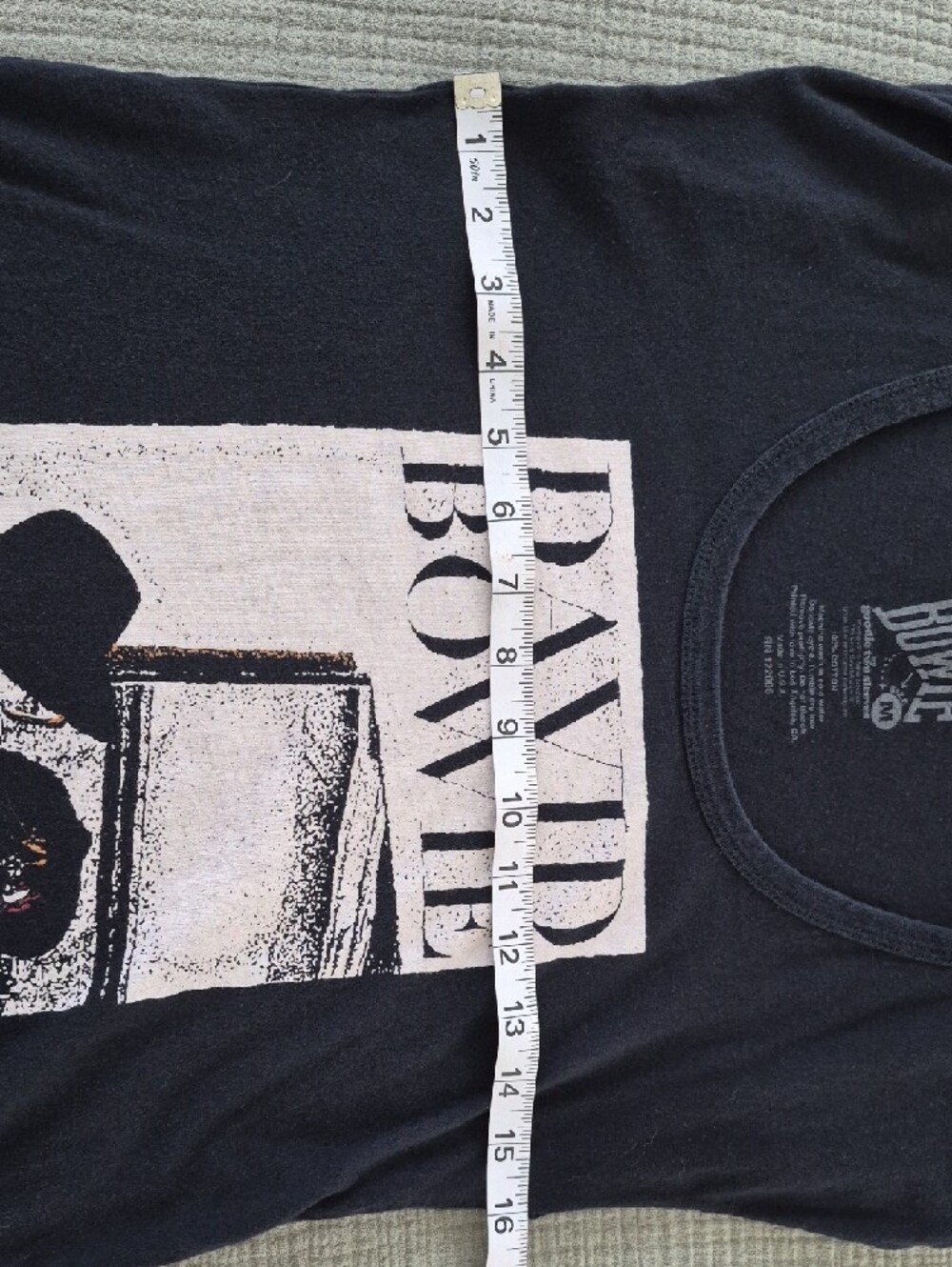 David Bowie Black Graphic Band Sleeveless Tee - Picture 7 of 8